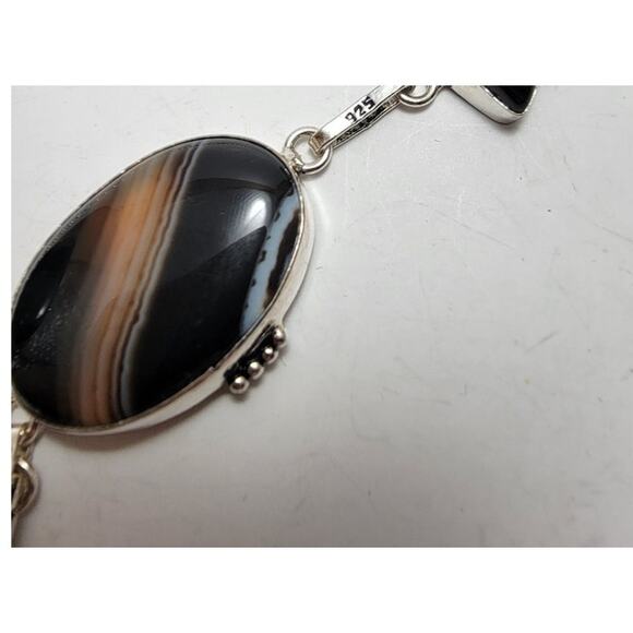 Striking Black Agate Necklace - Sterling Silver Statement Jewelry - Picture 4 of 10